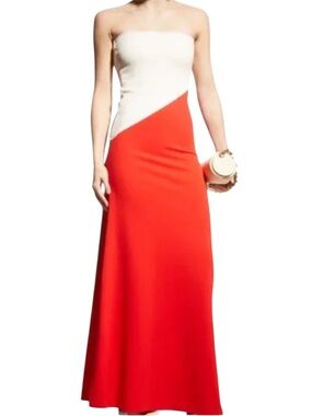 NWT Aaizel Strapless Two-Tone Asymmetric Line Maxi Dress